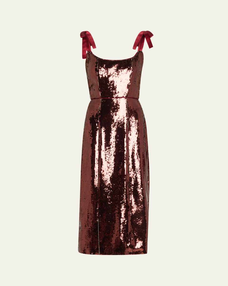 Sleeveless Sequin Scoop-Neck Midi Dress